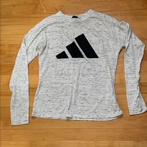 Adidas Heathered White Long Sleeve Tee